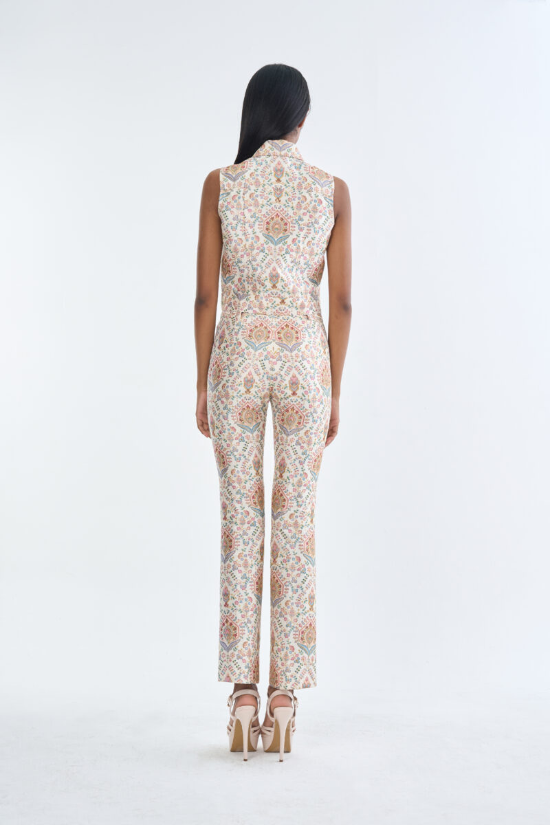Indian Paisley Pink Pastel Jacket Sleeveless with Long Pants