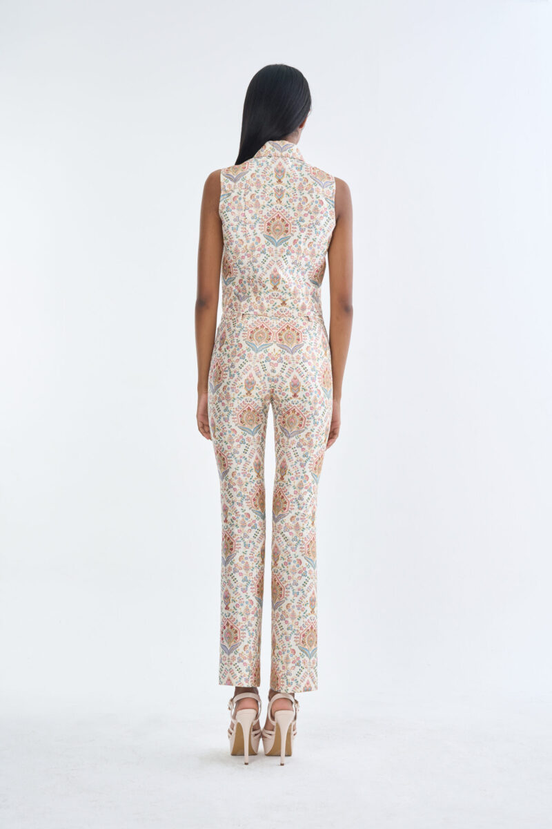 Indian Paisley Pink Pastel Jacket Sleeveless with Long Pants