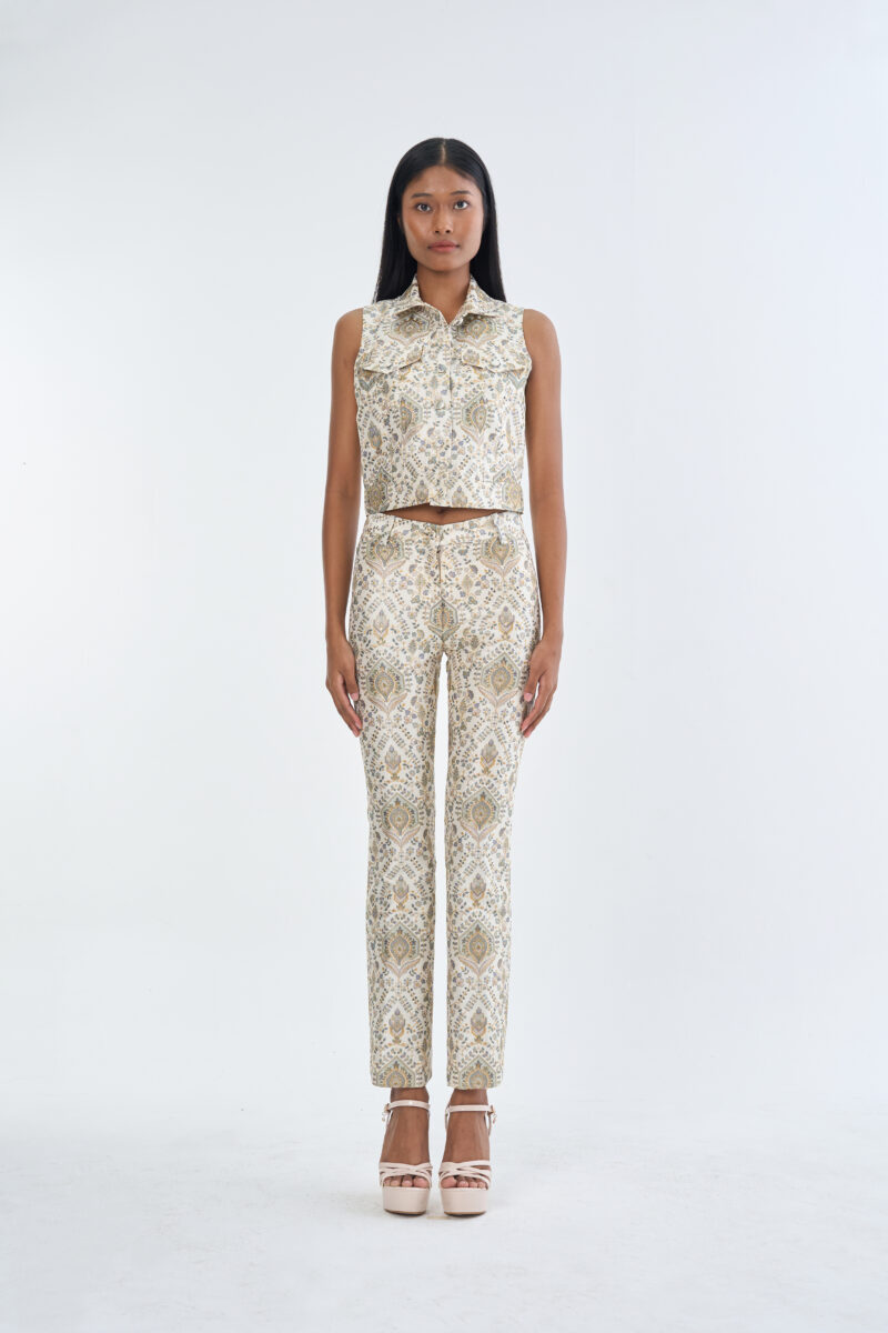 Indian Paisley Jacket Sleeveless with Long Pants