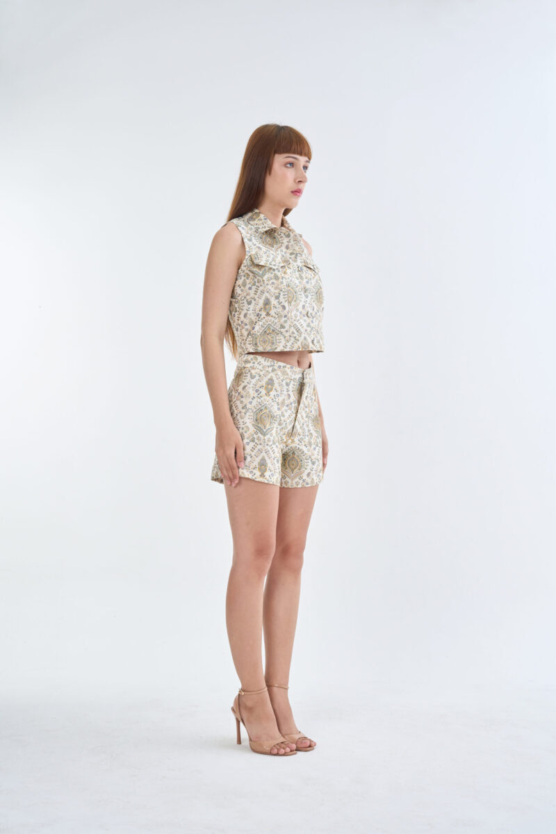 Indian Paisley Jacket Sleeveless with Short Pants