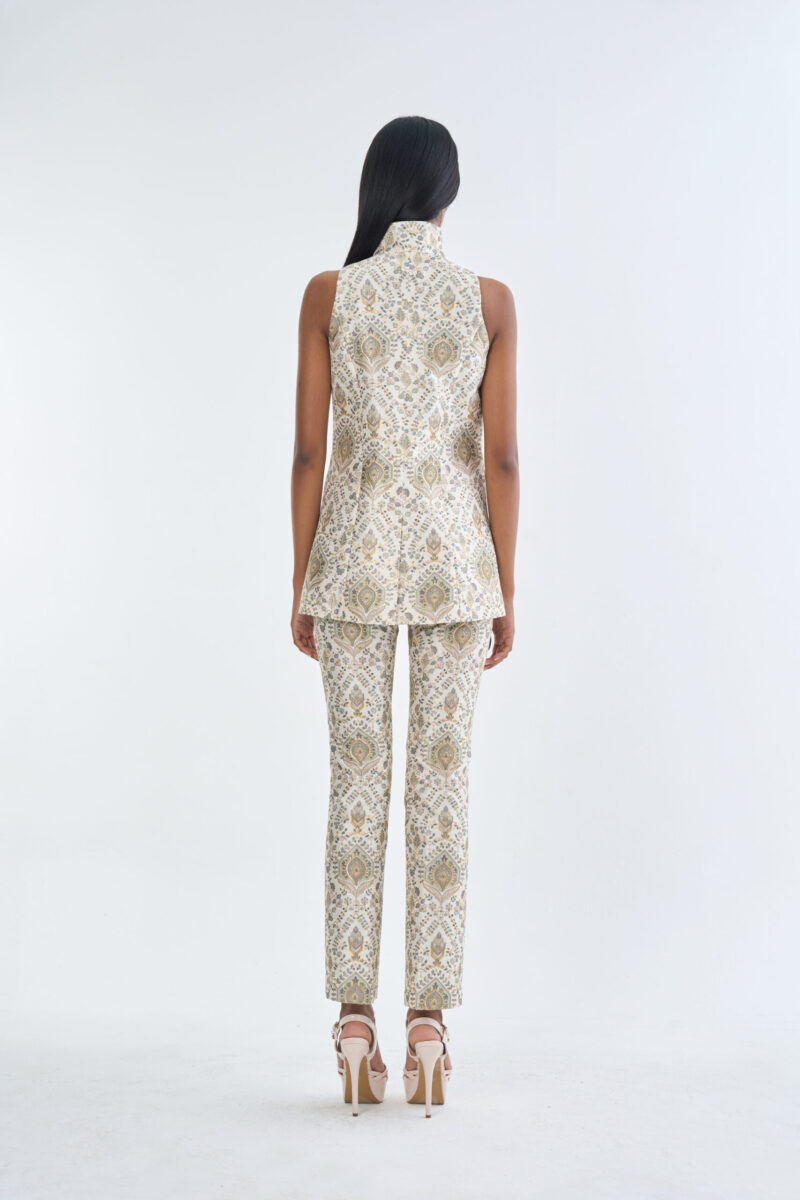 Indian Paisley Wing Collar Sleeveless with Long Pants