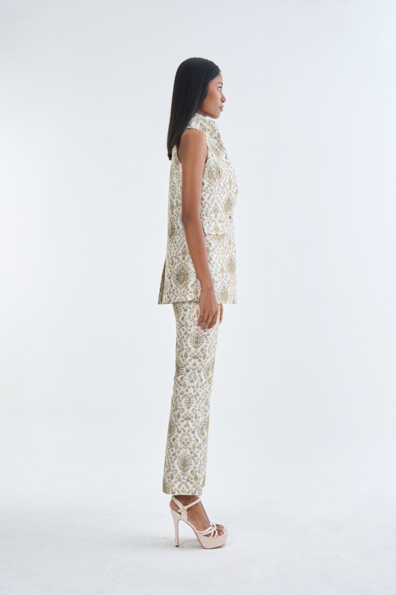Indian Paisley Wing Collar Sleeveless with Long Pants