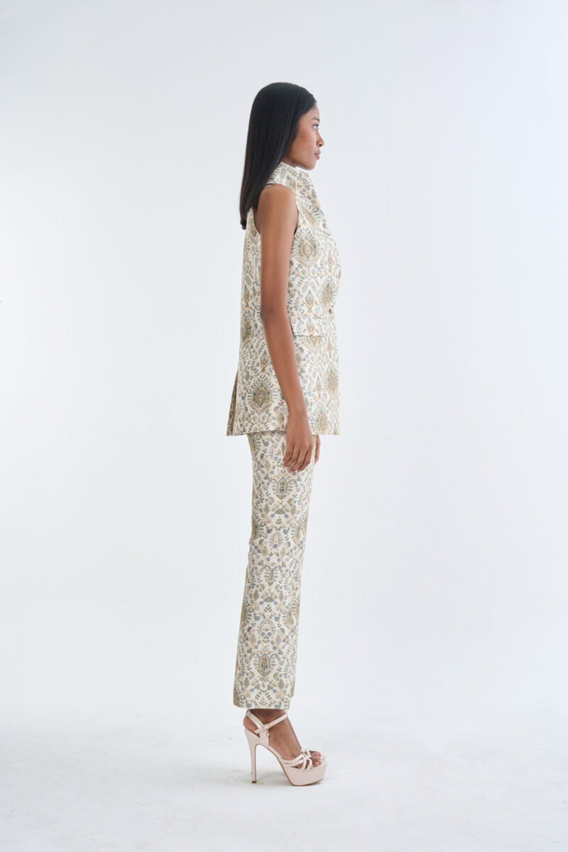 Indian Paisley Wing Collar Sleeveless with Long Pants