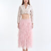 Taupe Tailored Crop Suit with Pink Romance Layered Tulle Skirt