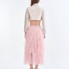 Taupe Tailored Crop Suit with Pink Romance Layered Tulle Skirt