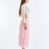 Taupe Tailored Crop Suit with Pink Romance Layered Tulle Skirt