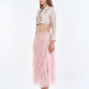 Taupe Tailored Crop Suit with Pink Romance Layered Tulle Skirt