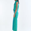 Emerald Wing Collar Sleeveless Tops with Wide-Leg Pants