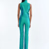 Emerald Wing Collar Sleeveless Tops with Long Pants