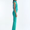 Emerald Wing Collar Sleeveless Tops with Long Pants