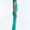 Emerald Wing Collar Sleeveless Tops with Long Pants