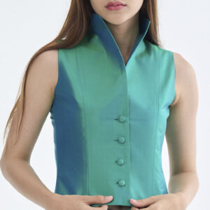 Emerald Wing Collar Sleeveless Tops