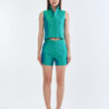 Emerald Wing Collar Sleeveless Tops with Short Pants