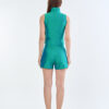 Emerald Wing Collar Sleeveless Tops with Short Pants