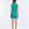 Emerald Wing Collar Sleeveless Tops with Short Pants