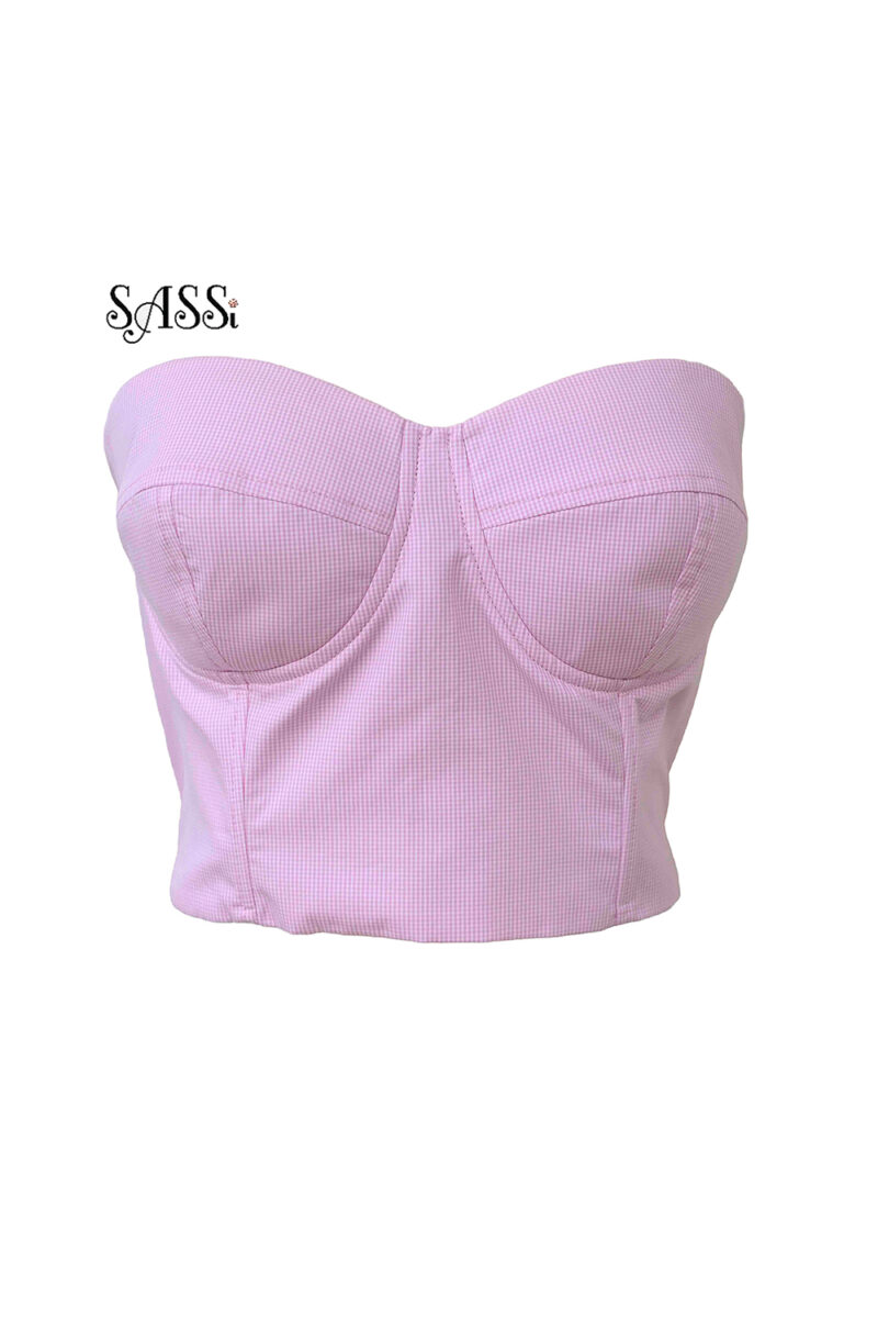 Pastel Pink Ribbed Corset Top