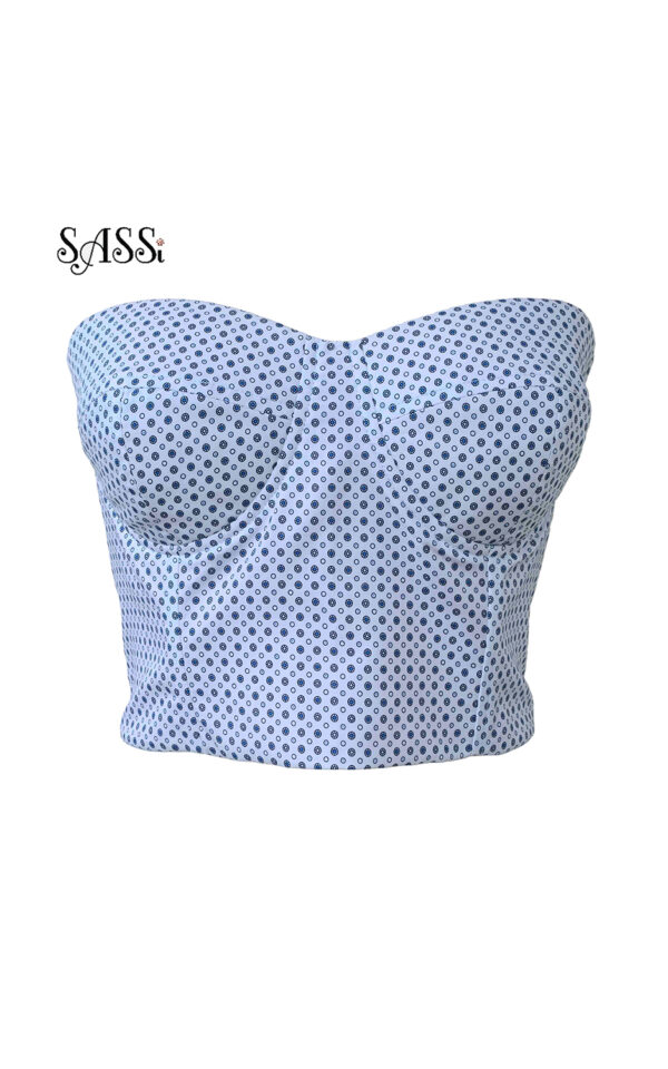 Sky Blue Polka Dot Corset Top