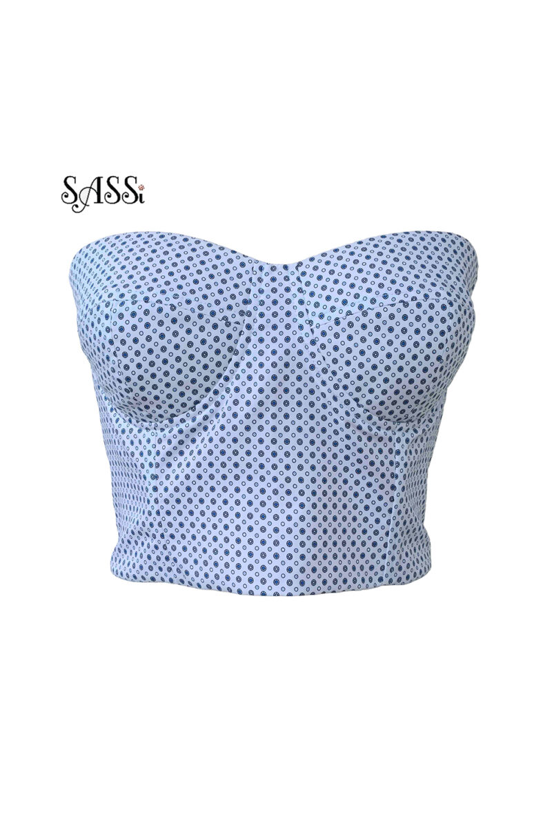 Sky Blue Polka Dot Corset Top