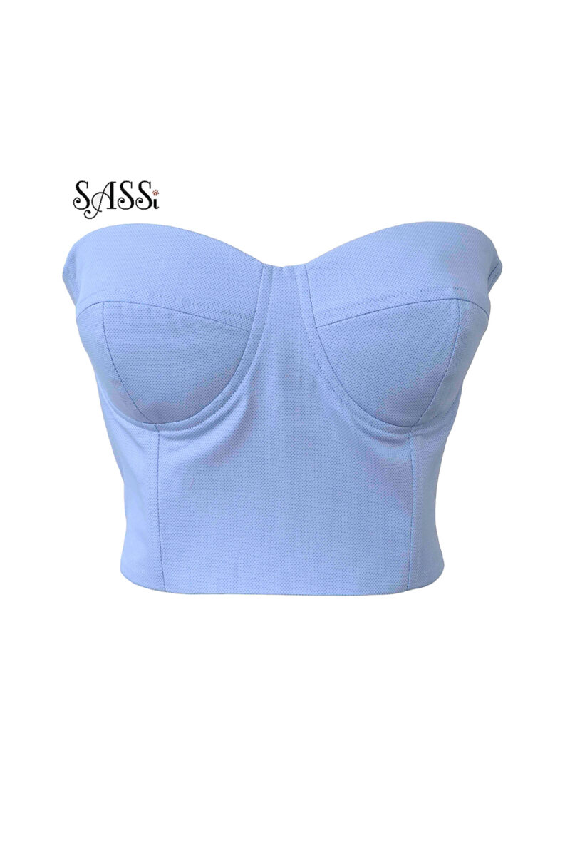 Periwinkle Blue Textured Corset Top