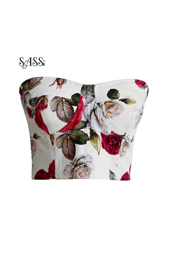 White Floral Romance Corset Top