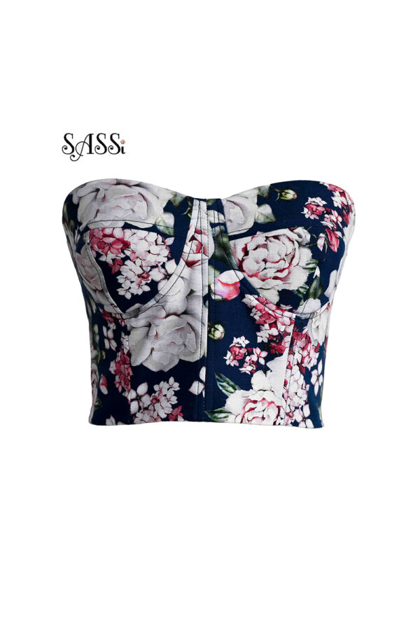 Navy Bloom Corset Top