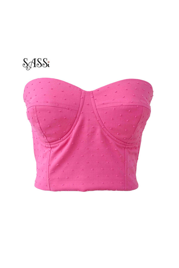 Pink Swiss Dot Corset Top