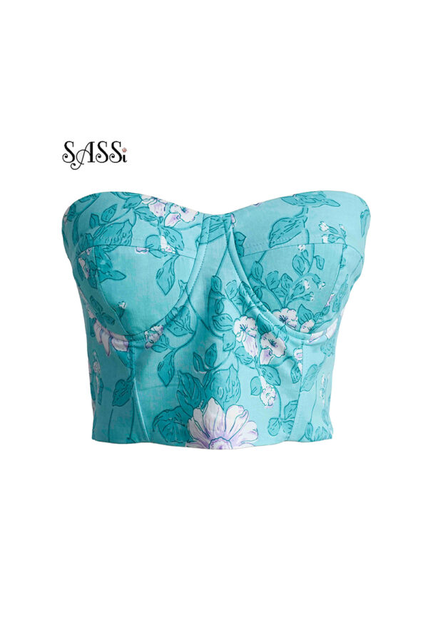 Turquoise Floral Dream Corset Top