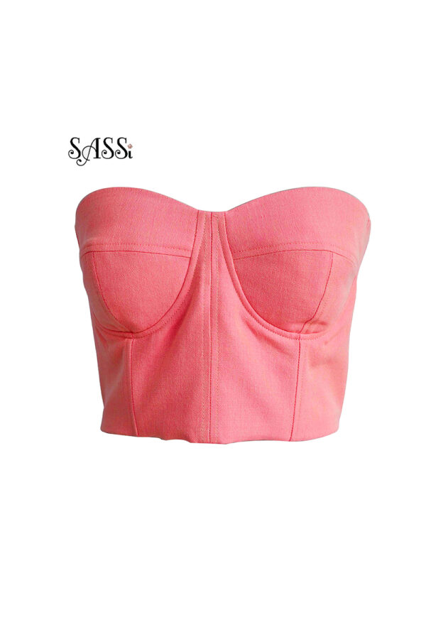 Coral Pink Solid Corset Top