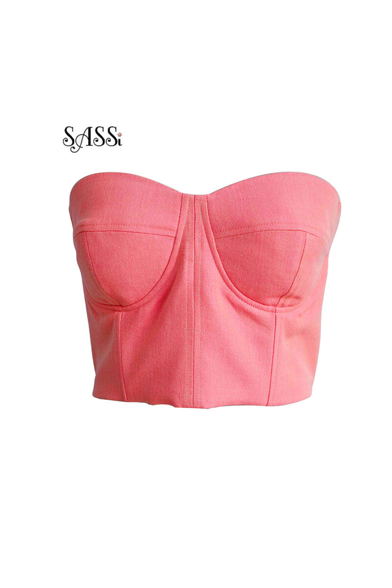 Coral Pink Solid Corset Top