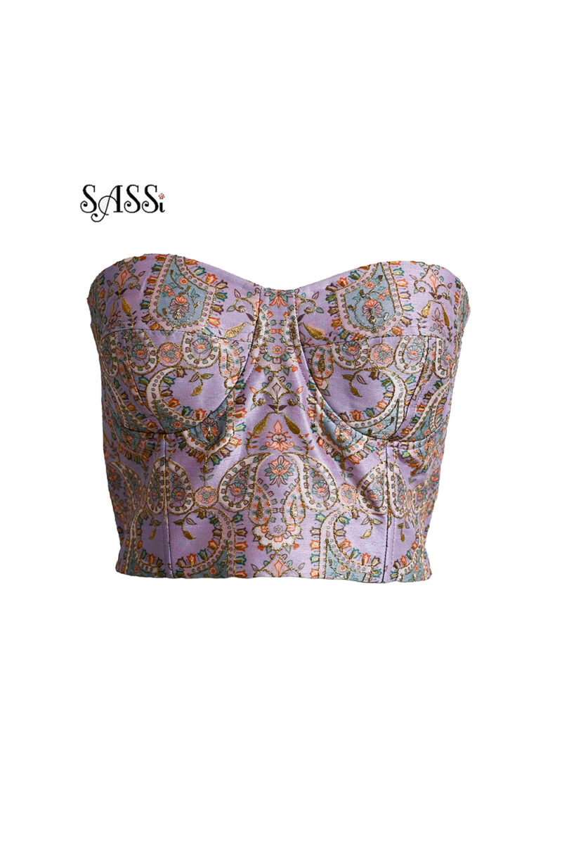 Lavender Paisley Indian Corset Top