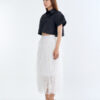 Black Cropped Collar Shirt with White Cloud Layered Tulle Skirt