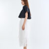 Black Cropped Collar Shirt with White Cloud Layered Tulle Skirt