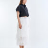Black Cropped Collar Shirt with White Cloud Layered Tulle Skirt