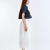 Black Cropped Collar Shirt with White Cloud Layered Tulle Skirt