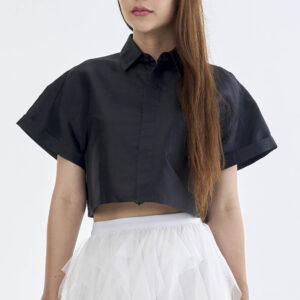 Black Cropped Collar Shirt