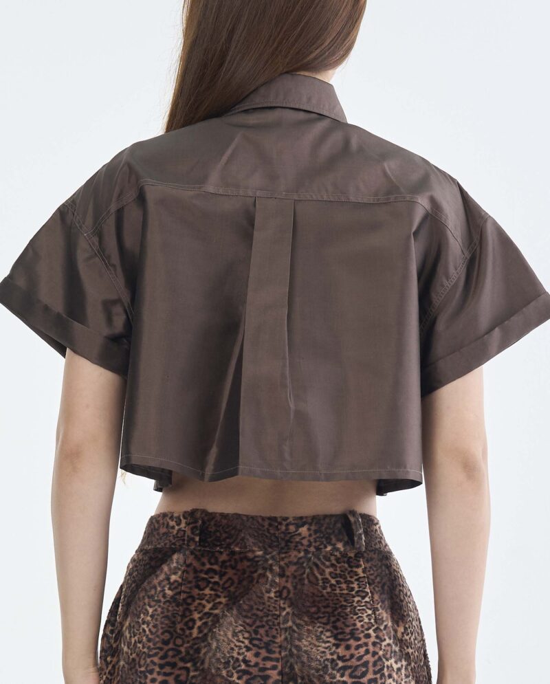 Brown Cropped Collar Shirt