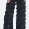 Long Black Fringe Diamond Pants