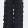 Long Black Fringe Diamond Pants