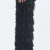 Long Black Fringe Diamond Pants