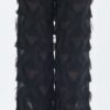Long Black Fringe Diamond Pants