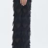 Long Black Fringe Diamond Pants