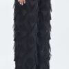 Long Black Fringe Diamond Pants