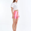 White Cropped Shirt with Pink Multi-Tone Shorts