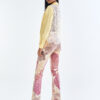 Pastel Yellow Long Sleeve Shirt & Leaf Print Pants Set