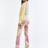 Pastel Yellow Long Sleeve Shirt & Leaf Print Pants Set