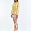 Pastel Yellow Long Sleeve Shirt & Leaf Print Pants Set