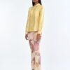 Pastel Yellow Long Sleeve Shirt & Leaf Print Pants Set