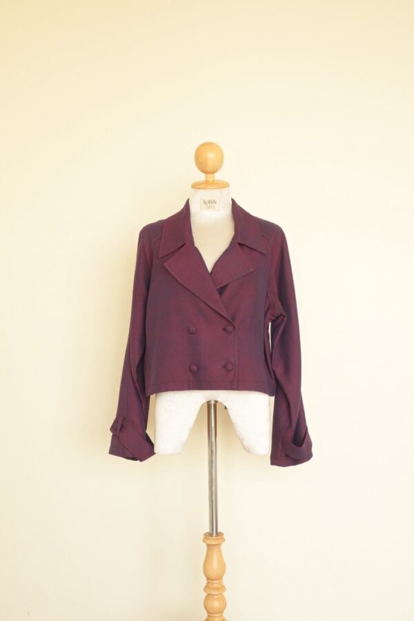 Purple Burgundy Crop Blazer - Classic Tailored Jacket