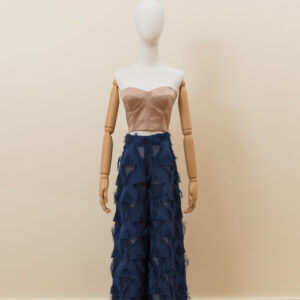 Midnight Fringe Wide-Leg Pants - M, NAVY