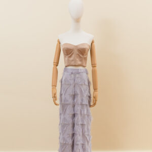 Midnight Fringe Wide-Leg Pants - M, GREY